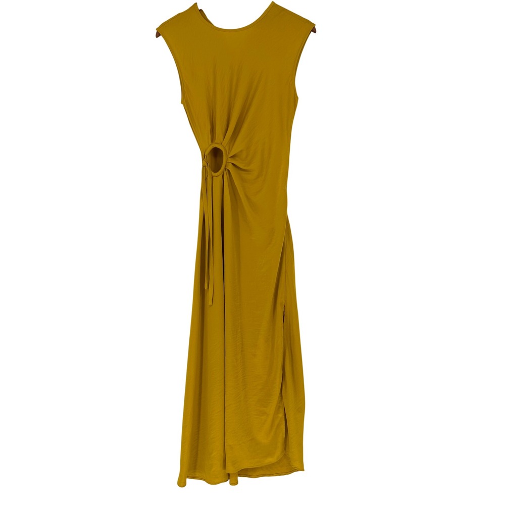 House of Harlow 1960 Maxi Dress Womens XS O-Ring Cutout Slit Mustard Yellow